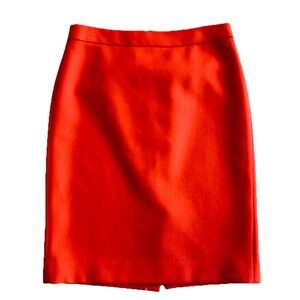 J.Crew No.2 Pencil Straight Red Skirt Womens 6  Fully Lined 100% Wool Classic